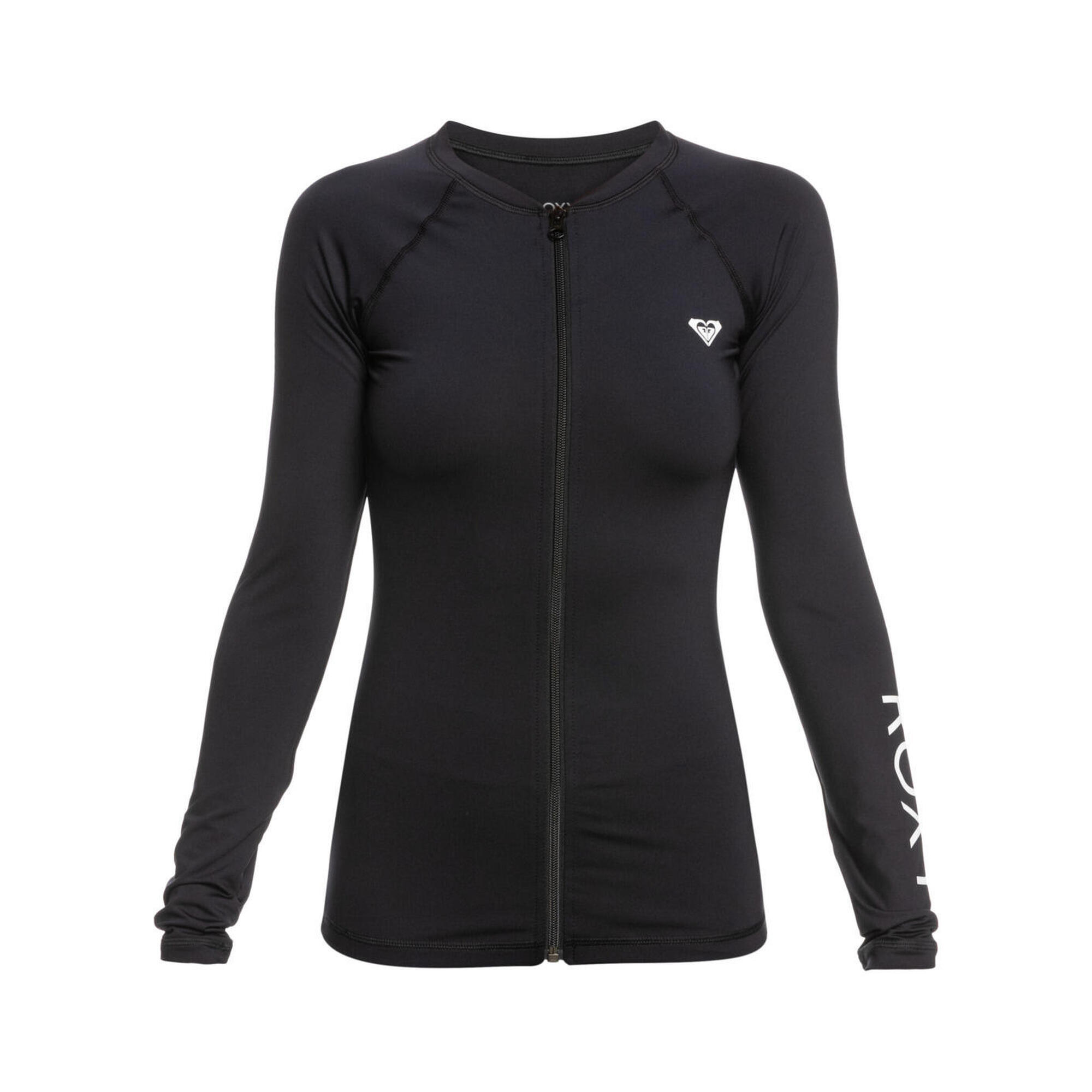 Koszulka rash vest z zamkiem i długim rękawem dla Kobiety NEW ESSENTIALS Czarny