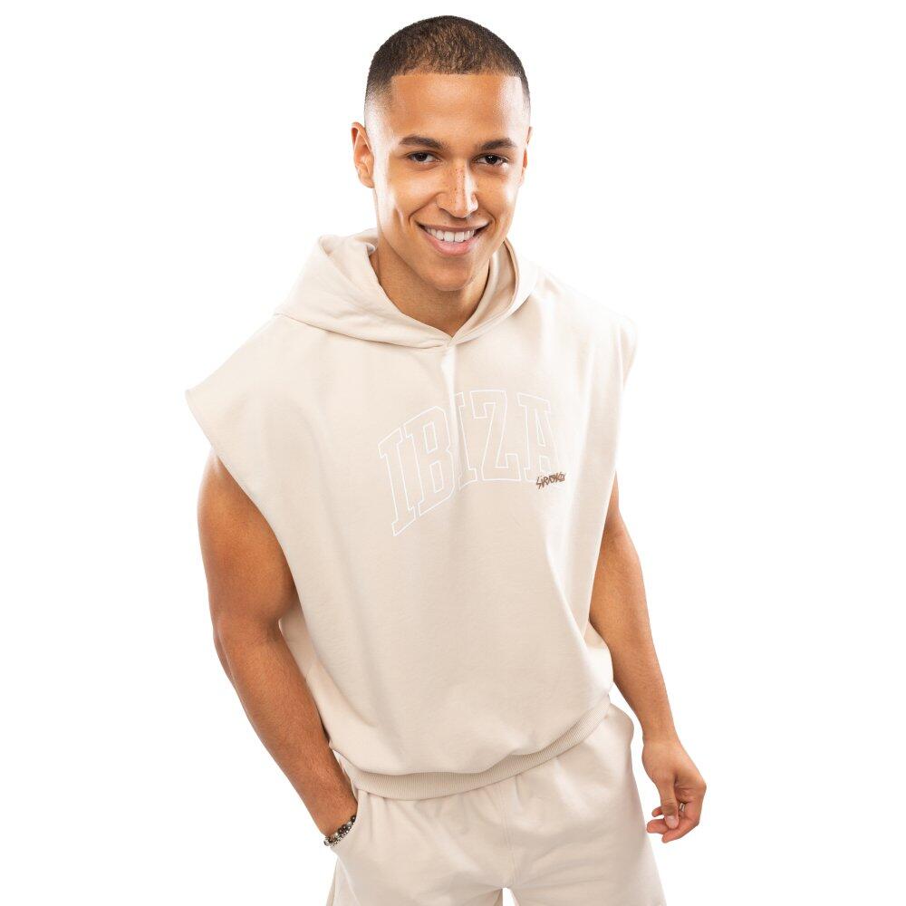 Męska bluza z kapturem bez rękawów Lifestyle Siroko IBZ Swish Ivory