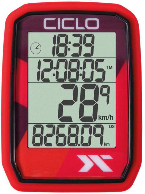 CICLOSPORT Protos 105 komputer rowerowy przewodowy czerwony