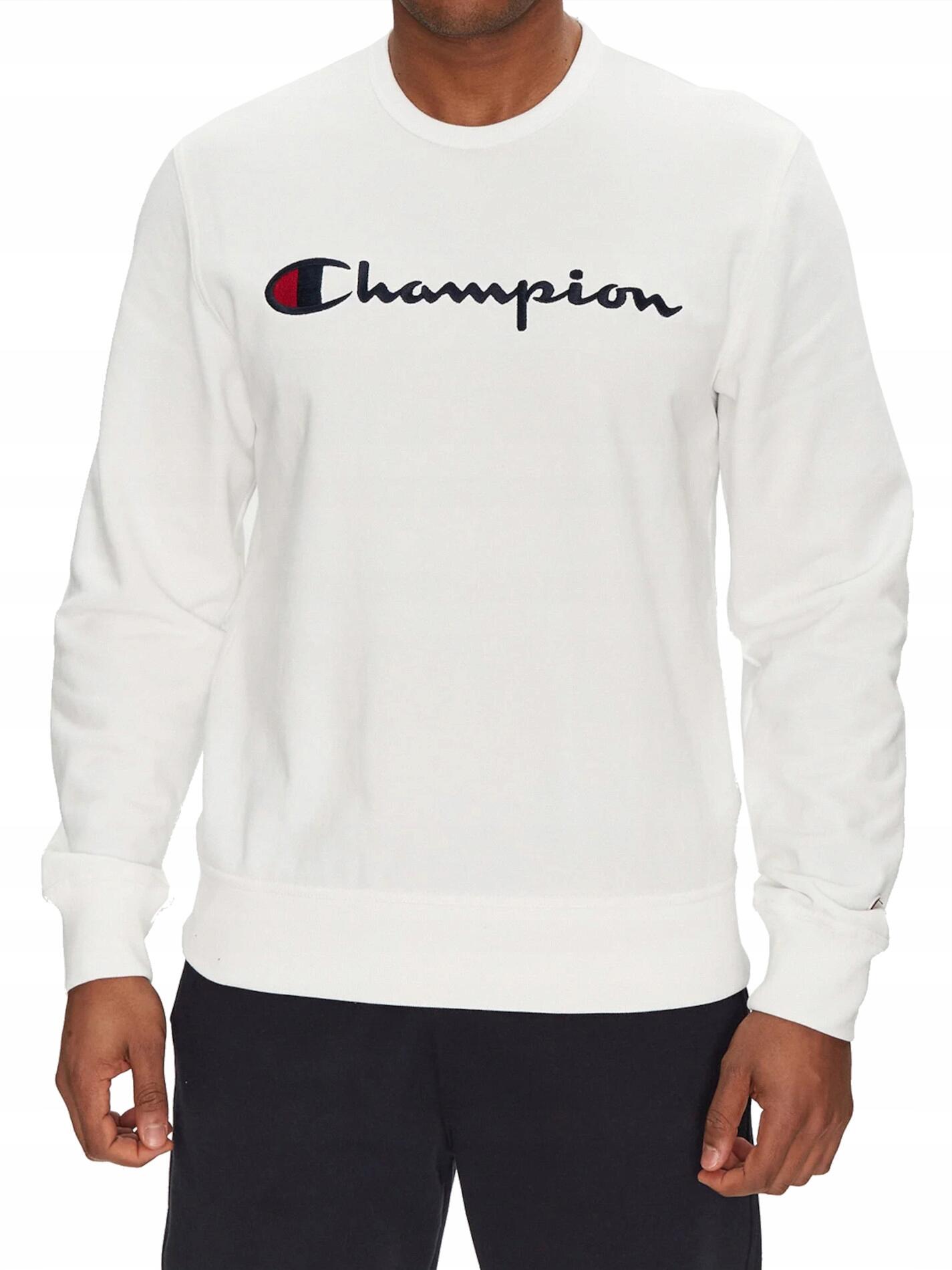 BLUZA męska CHAMPION 220727-WW001 bez kaptura biała bawełniana S