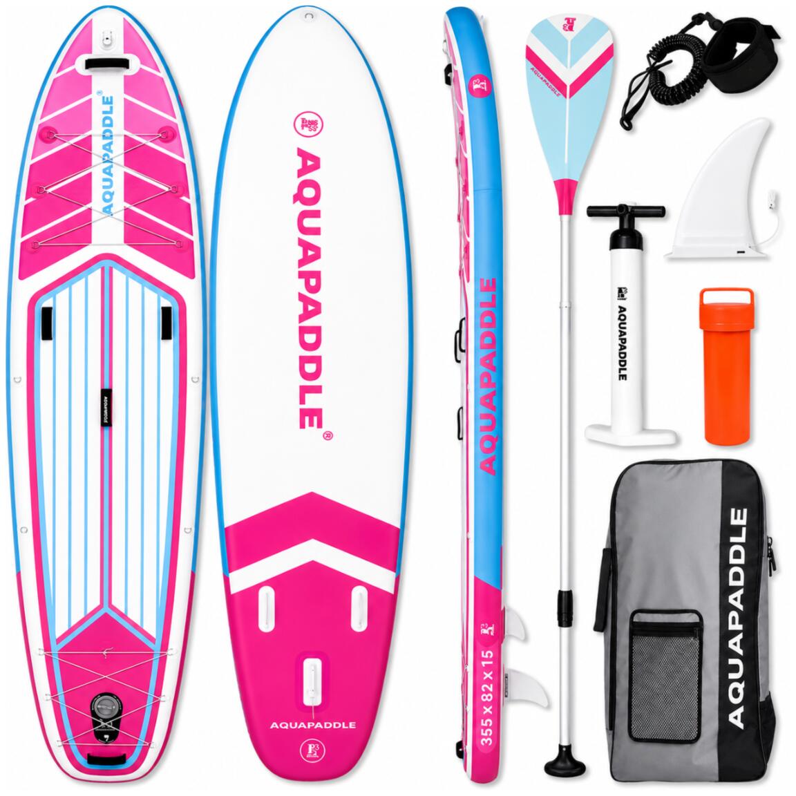 Deska SUP AquaPaddle 355x82x15 cm wiosło pompka zestaw plecak 200 kg