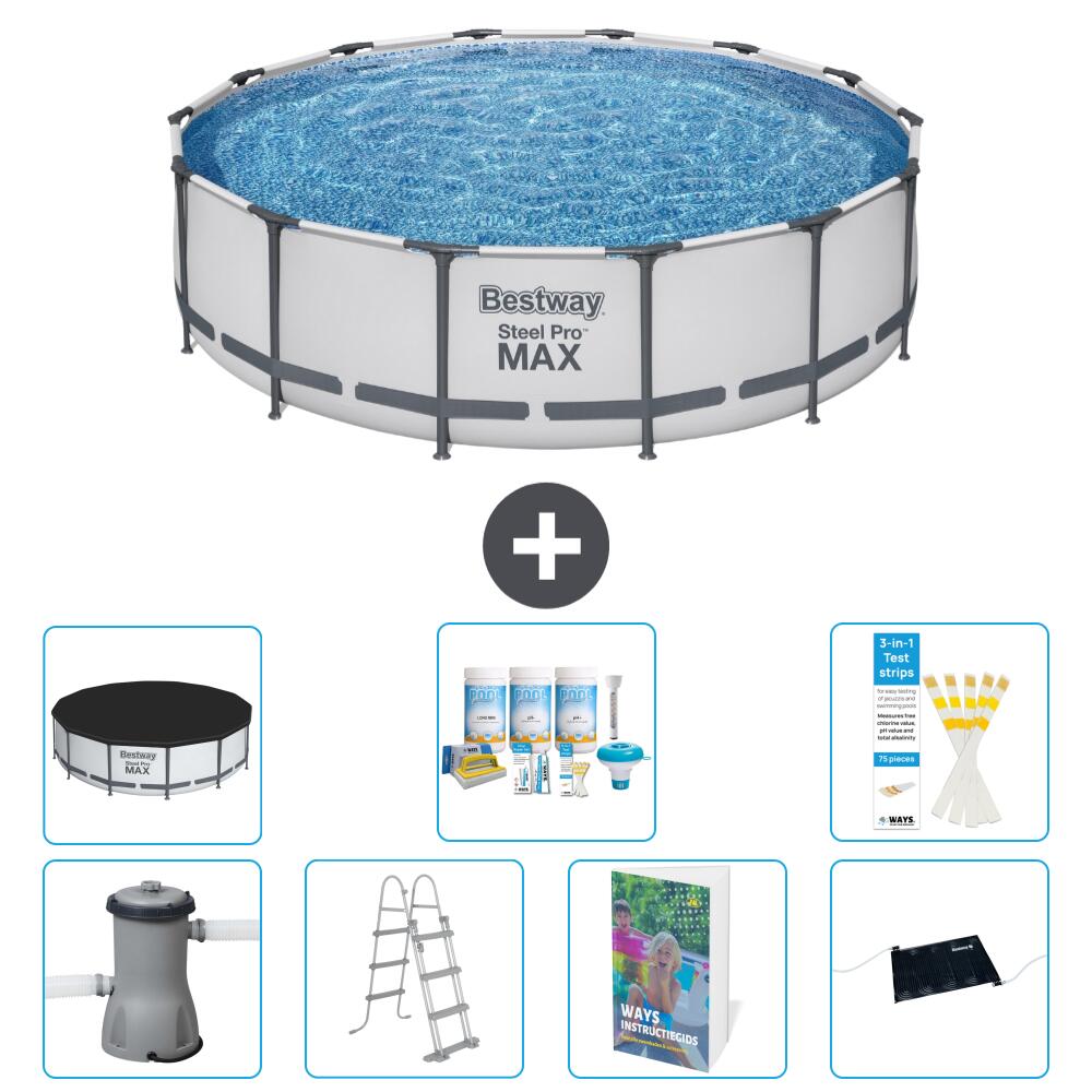 BESTWAY Basen Steel Pro MAX Okrągły - 427x122 cm - 8-częściowy S632