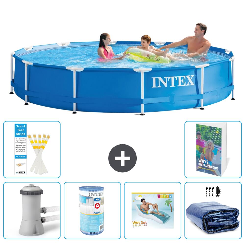 INTEX Basen ze stelażem Okrągły - 366x76 cm - 7-częściowy S347
