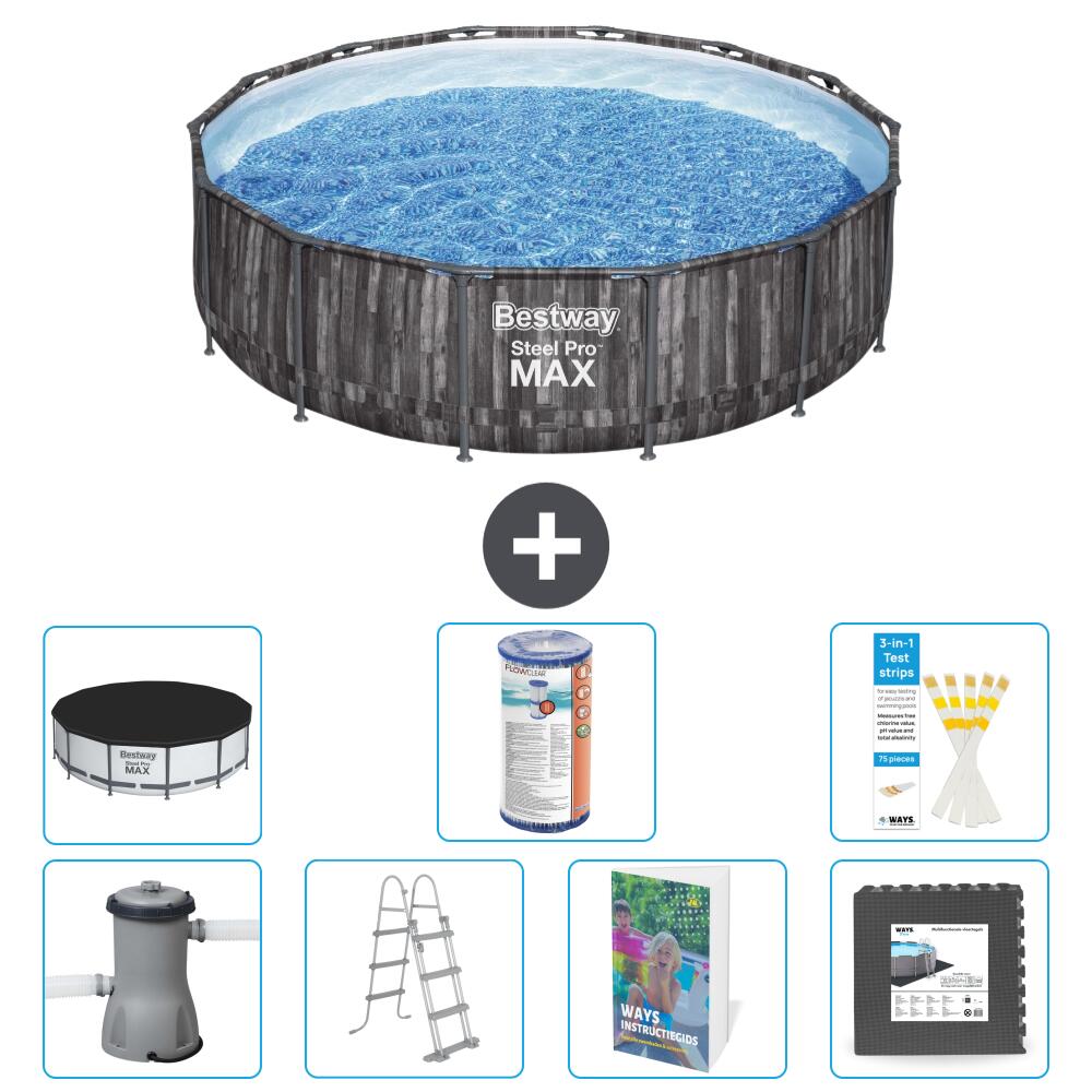 BESTWAY Basen Steel Pro MAX Okrągły - 427x107 cm - 8-częściowy S563