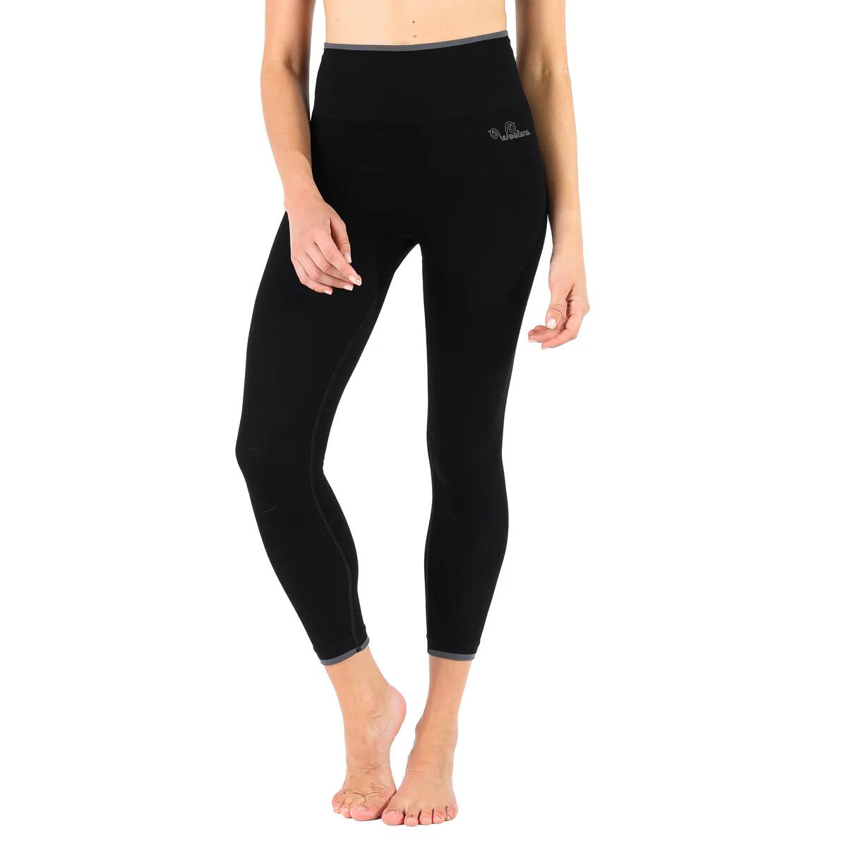 Bianca - Legginsy do Biegania z Wełny Merino z Wysokim Stanem XXL, Czarny