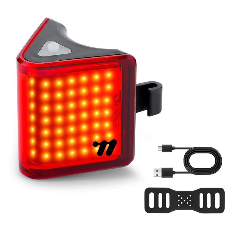 Tylny reflektor rowerowy trójkątny 8 trybów COB LED