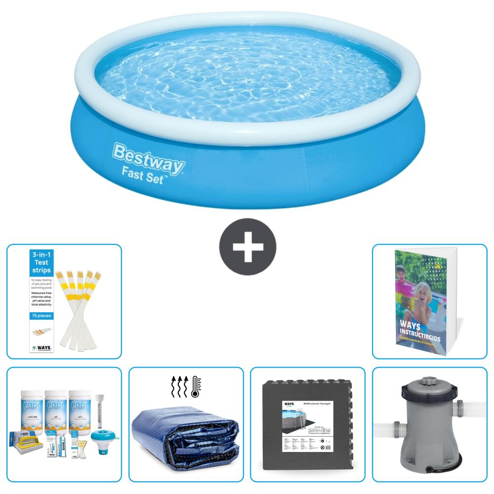 BESTWAY Basen Fast Set Okrągły - 366x76 cm - 7-częściowy S59