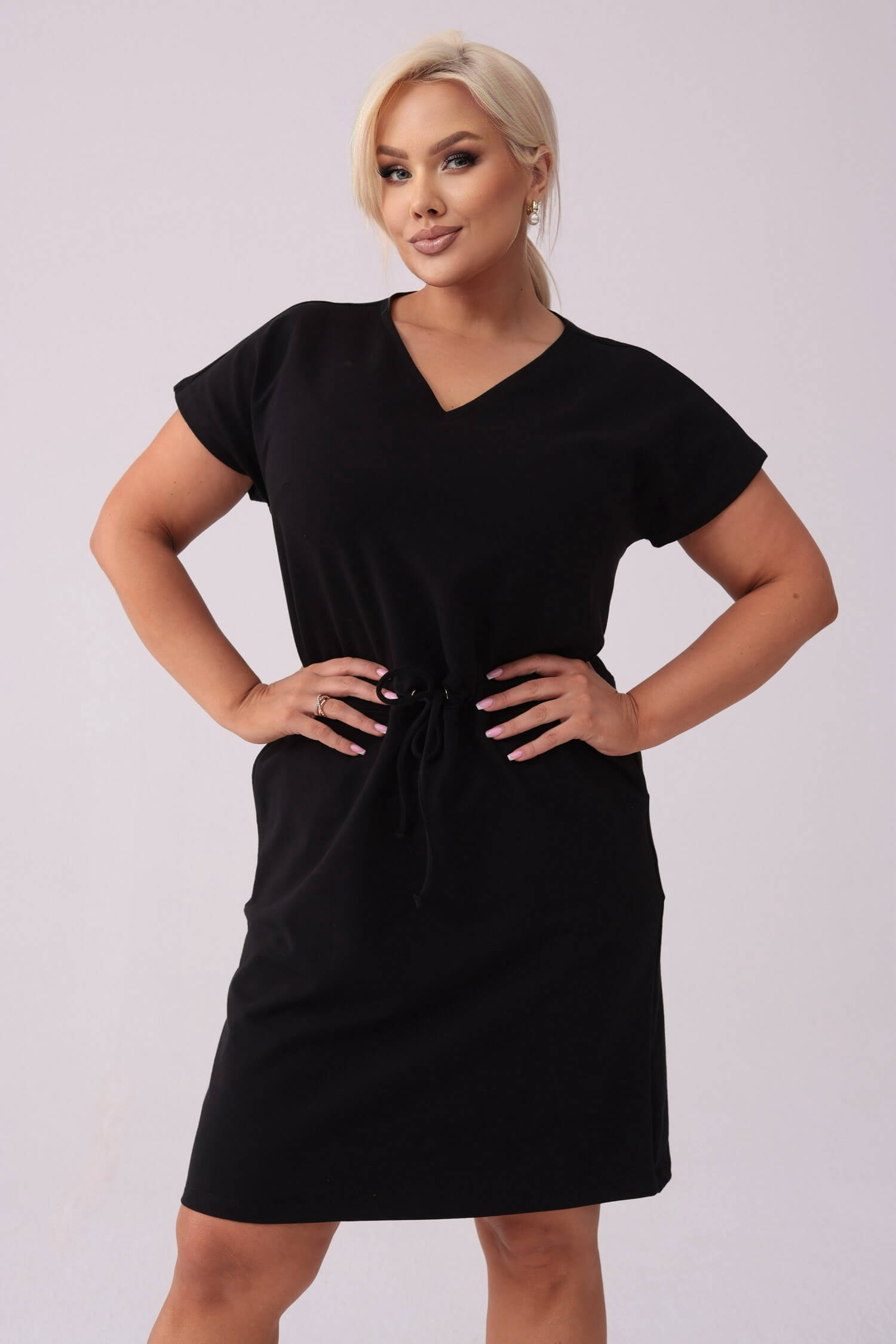 Sukienka Dresowa czarna sukienka Bianca PLUS SIZE XXL WIOSNA