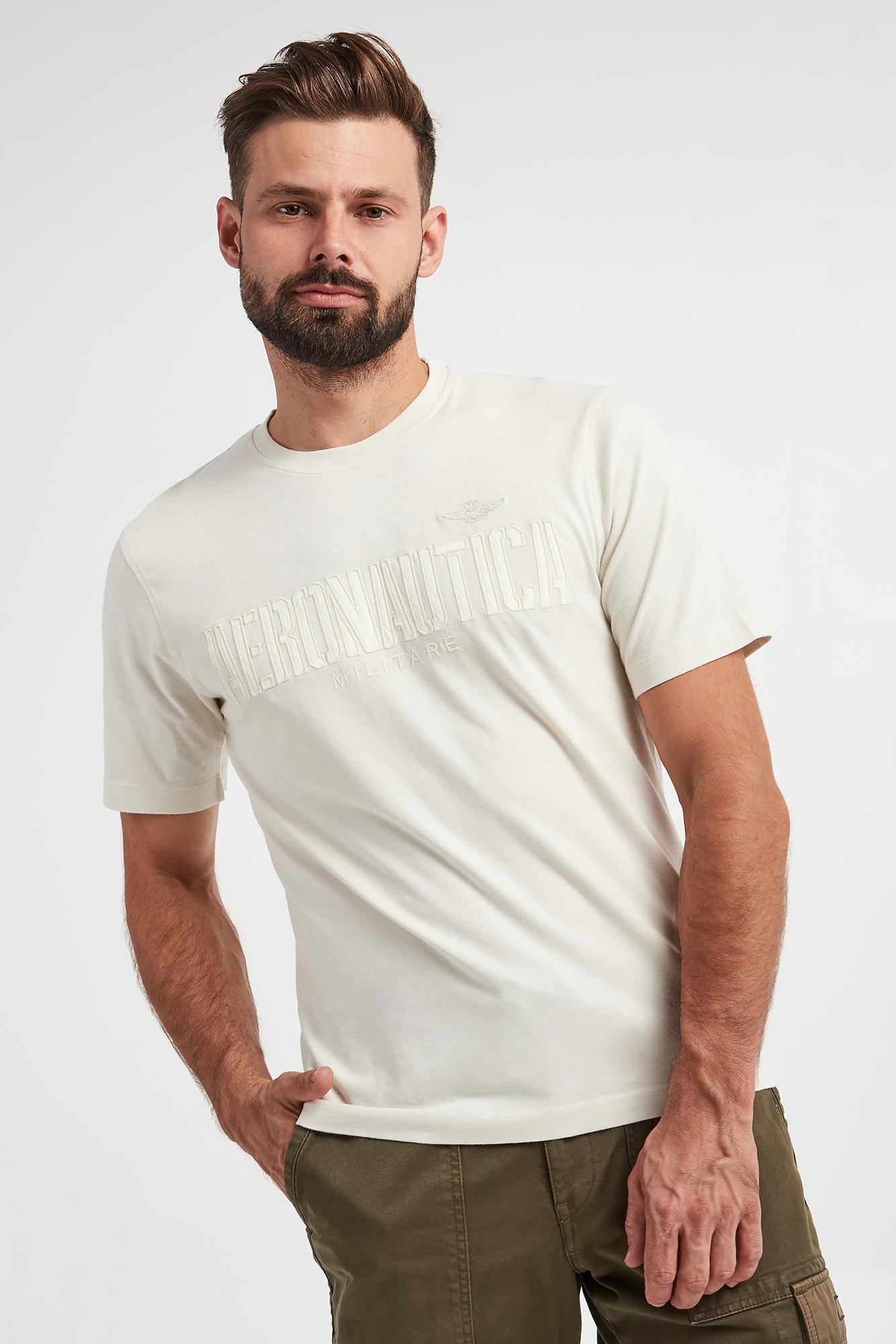 T-shirt mÄ™ski z logo AERONAUTICA MILITARE