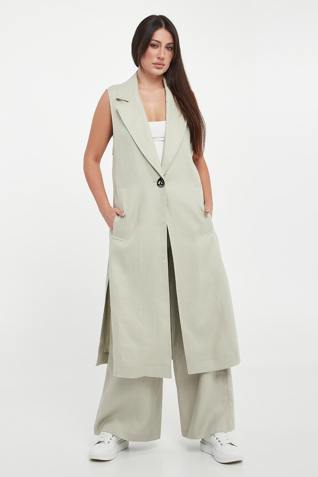 Kamizelka damska długa lniana ARMANI EXCHANGE