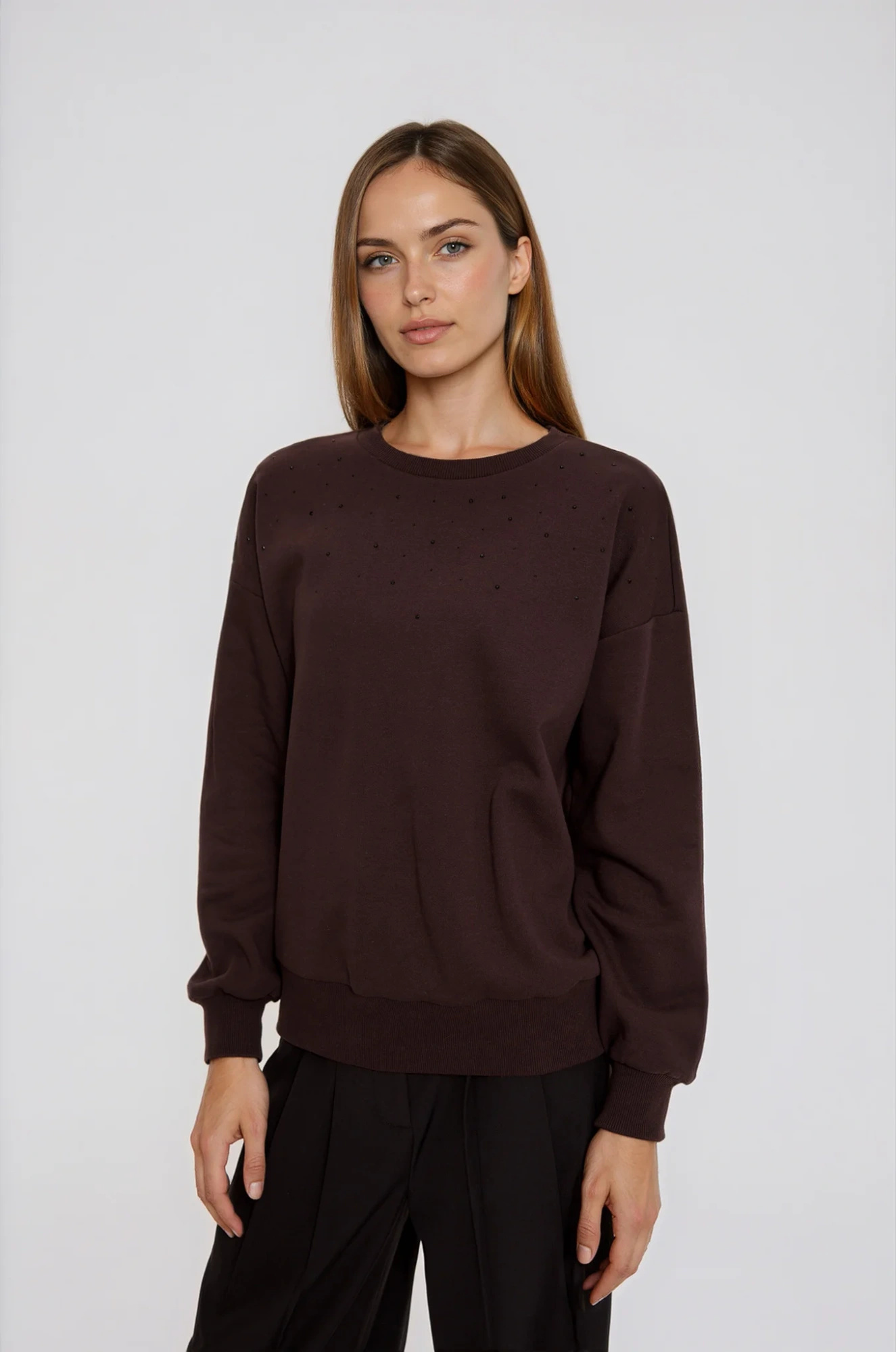 Bluza z dżetami brązowa