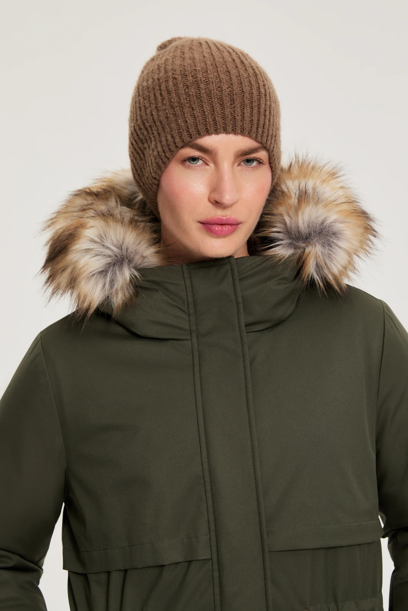 Czapka beanie brązowa