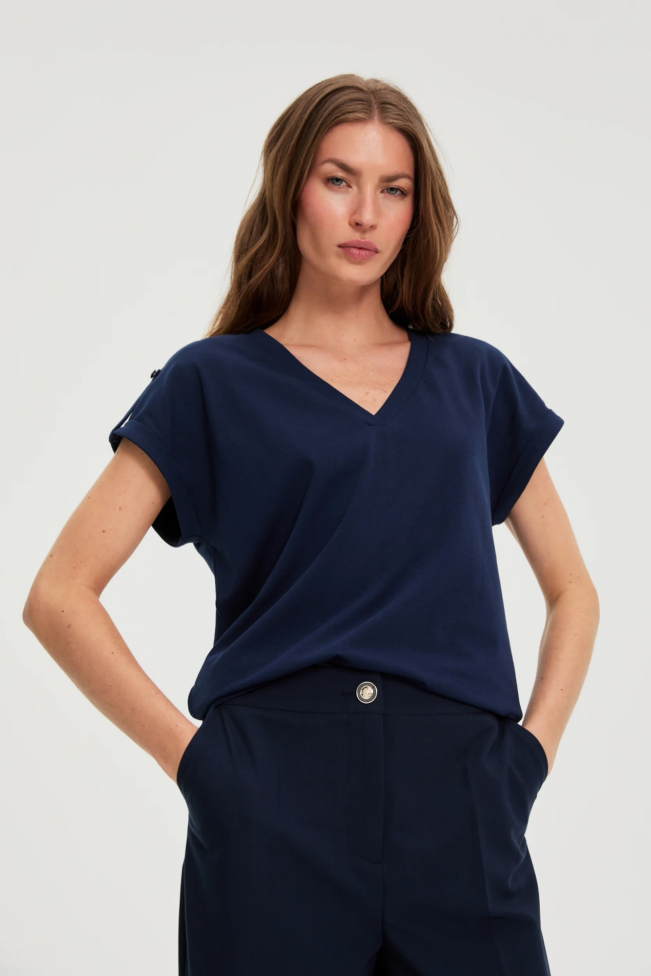 T-shirt z bawełny granatowy