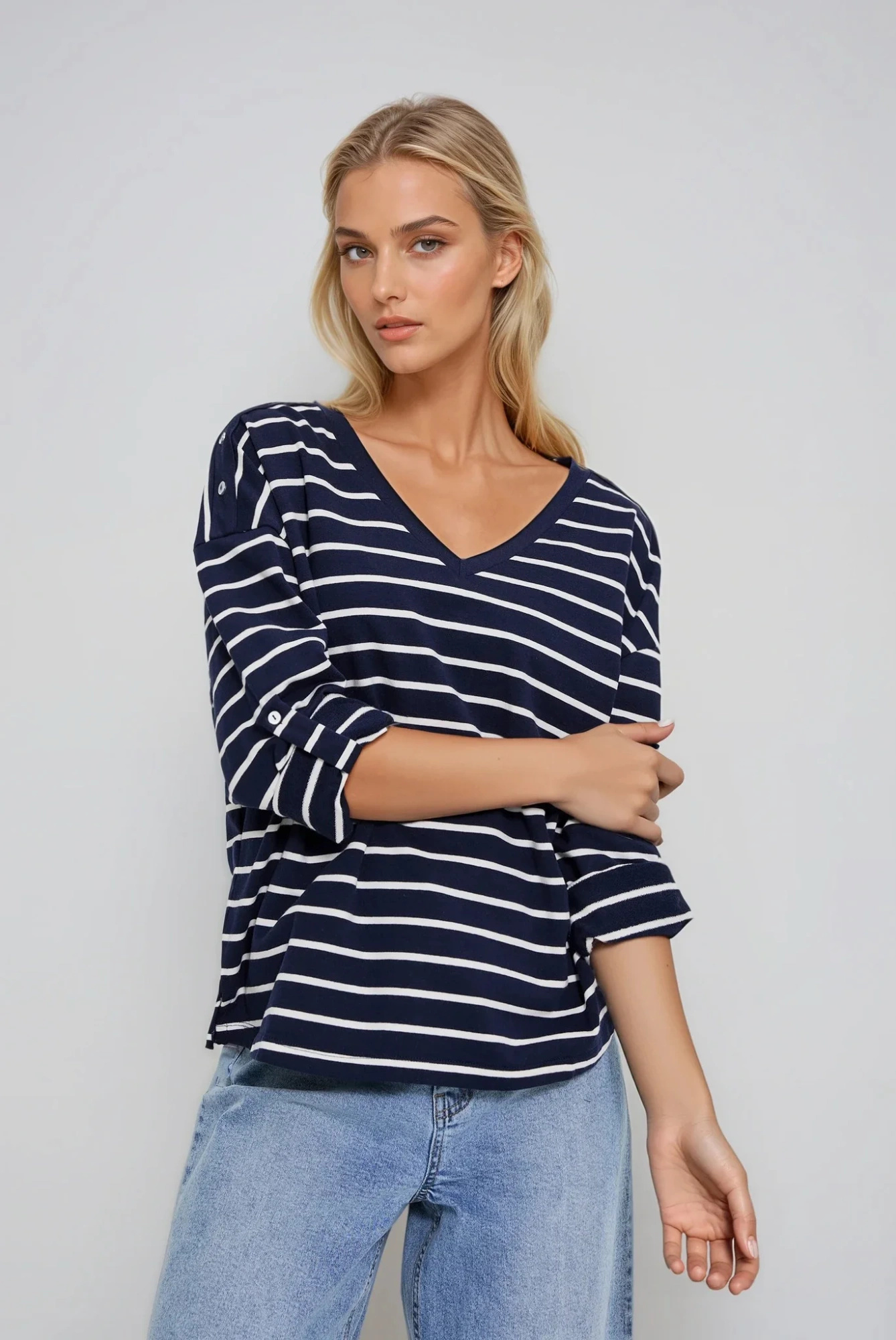Bluza w paski granatowa