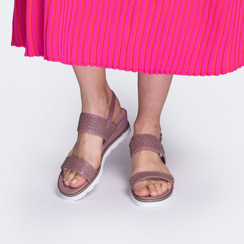 Sandały Damskie sandały skórzane z ażurowym wzorem
