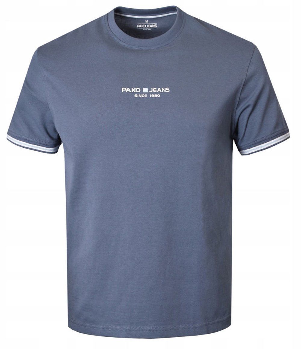 Klasyczny T-Shirt z Logo - Pako Jeans - Stalowo-Niebieski