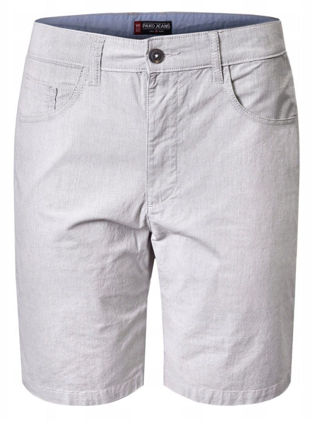 Lekkie, Bawełniane Szorty (Krótkie Spodenki) - Pako Jeans - Popiel w Prążek