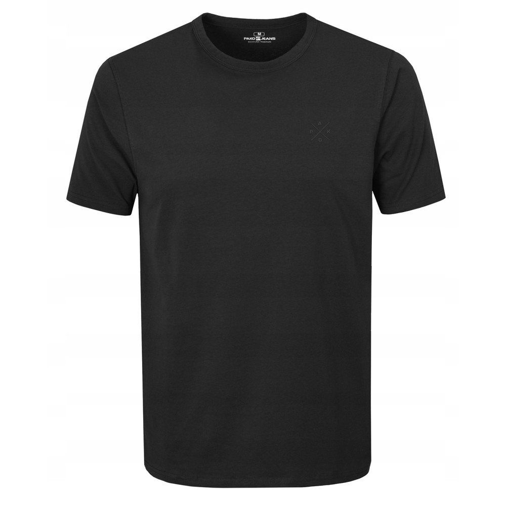 Koszulka Męska (T-Shirt) - Pako Jeans - Domieszka Elastanu, Czarna