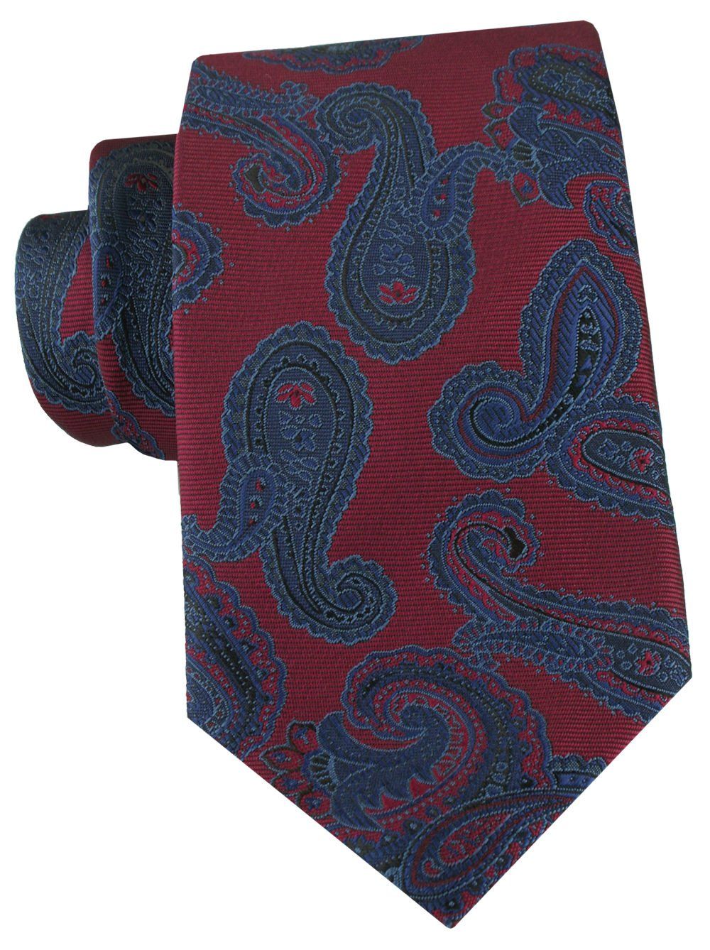 Bordowy Krawat z Dużym, Granatowym Wzorem Paisley - Alties