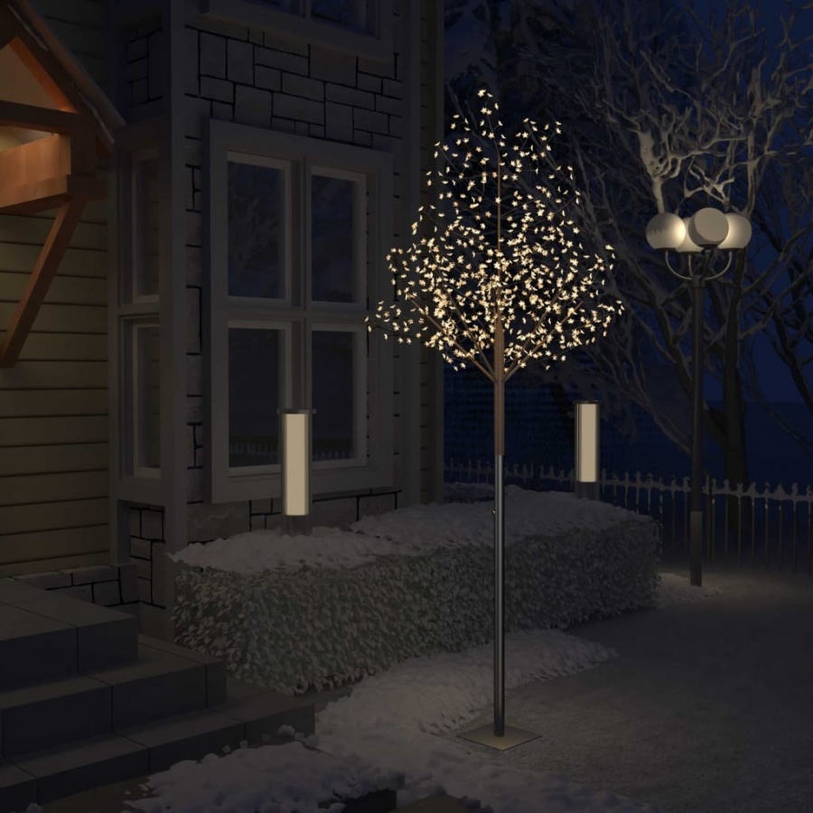 Drzewko z lampkami, 600 LED, ciepÅ‚y biaÅ‚y, kwiat wiÅ›ni, 300 cm