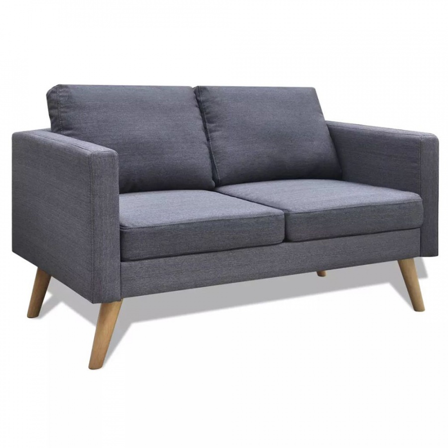 Sofa 2-osobowa, materiałowa, ciemnoszara - tytuł obrazka Sofa 2-osobowa, materiałowa, ciemnoszara