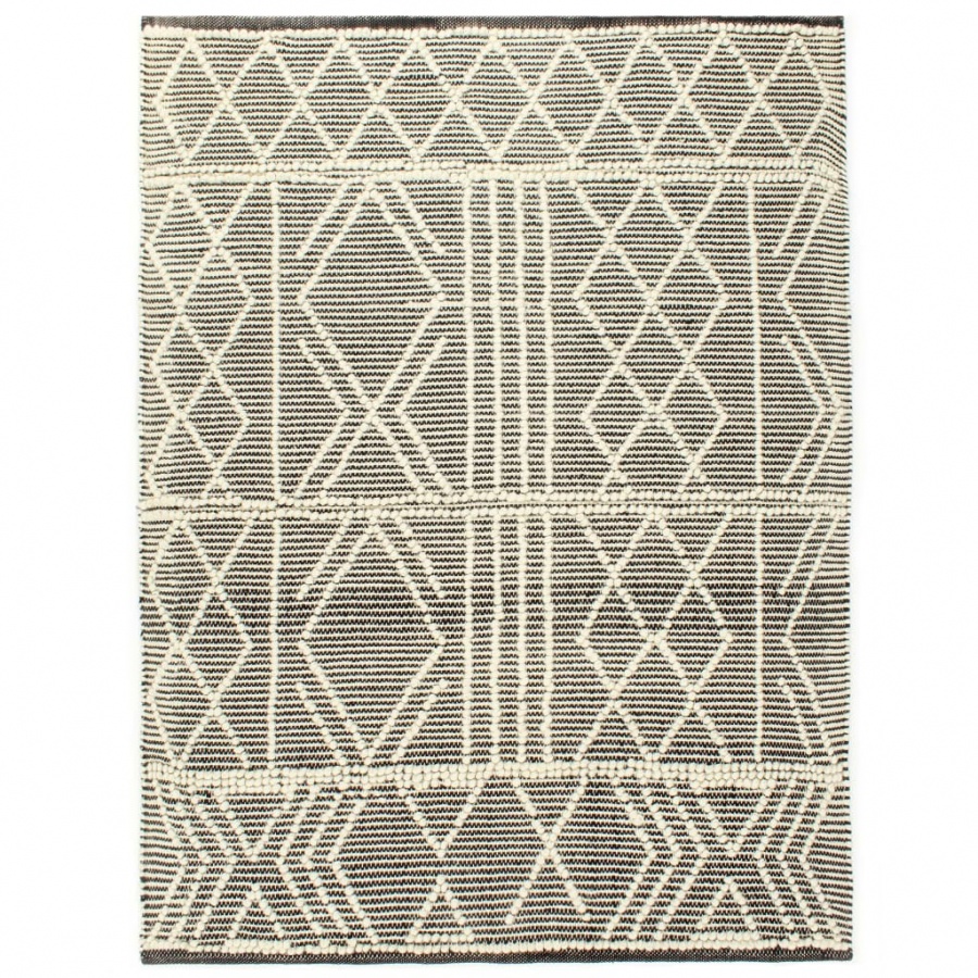Dywan ręcznie tkany, wełna, 120×170 cm, czarny/biały