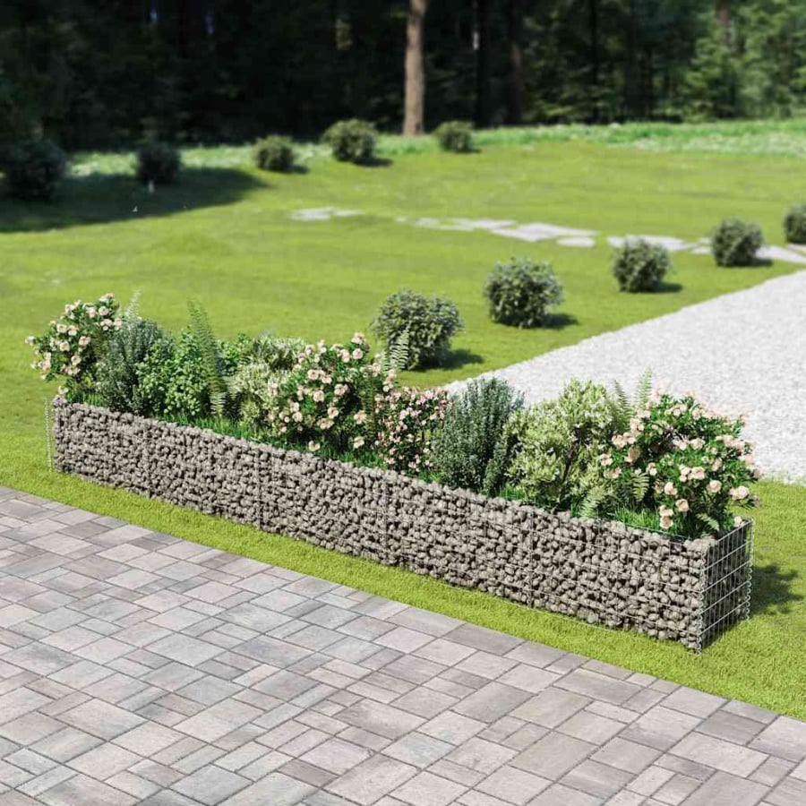 Podwyższona donica gabionowa, galwanizowana stal, 450x50x50 cm