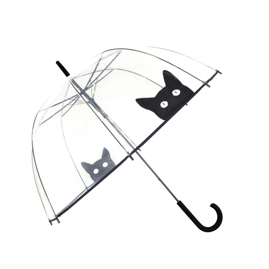 DÅ‚ugi parasol przezroczysty kopuÅ‚a, kot