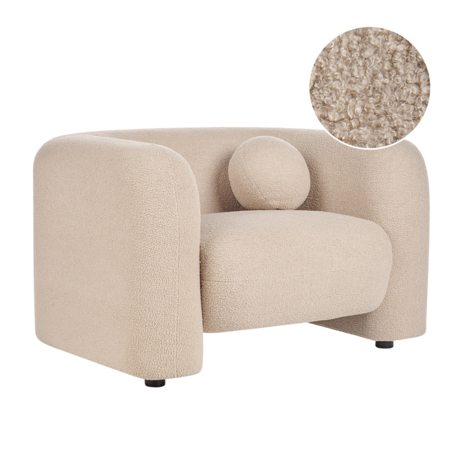 Zdjęcia - Sofa BLmeble Fotel leiren boucle beżowy B507476 
