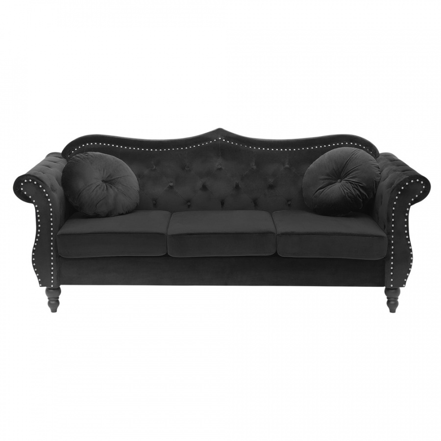 Фото - Диван BLmeble Sofa 3-osobowa welurowa czarna SKIEN B153308 