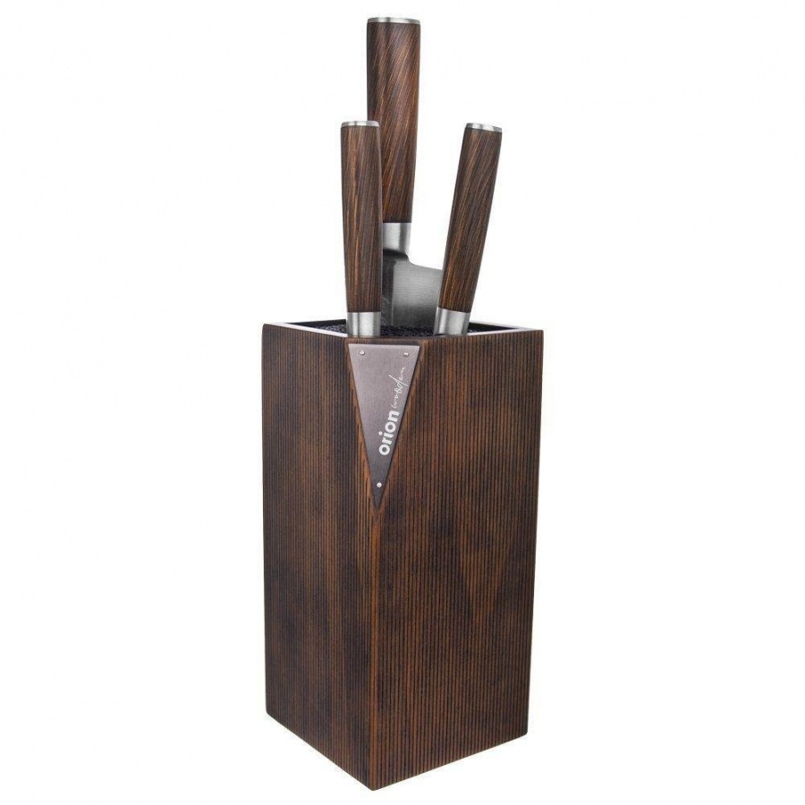 Фото - Підставки й тримачі для ножів Orion Stojak na noże drewniany, blok do noży, uniwersalny, brązowy 