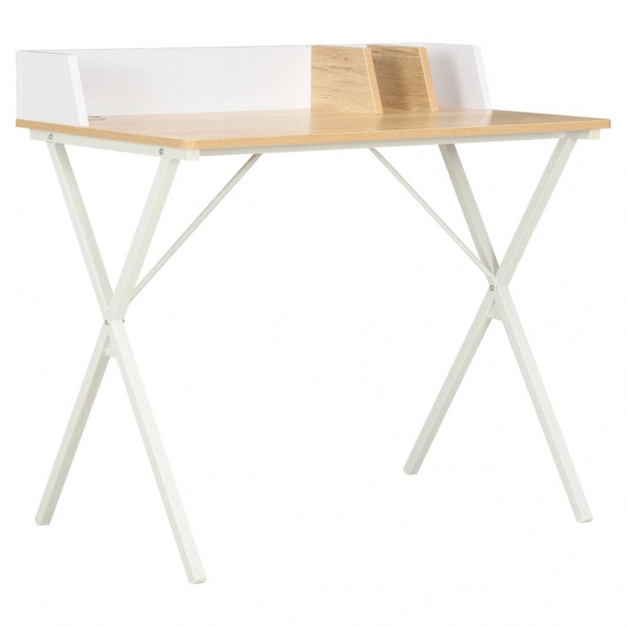 Фото - Офісний стіл VIDA Biurko, kolor biały i naturalny, 80 x 50 x 84 cm 