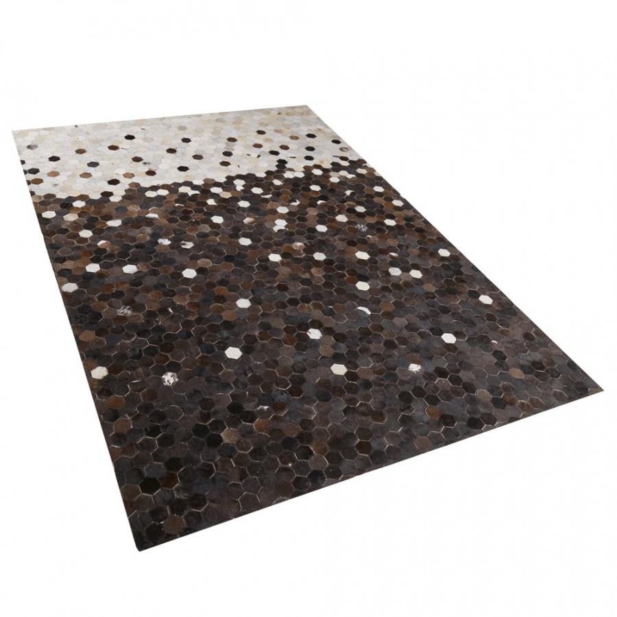 Фото - Килим BLmeble Dywan patchwork skórzany 140 x 200 cm brązowo-beżowy EYIM 