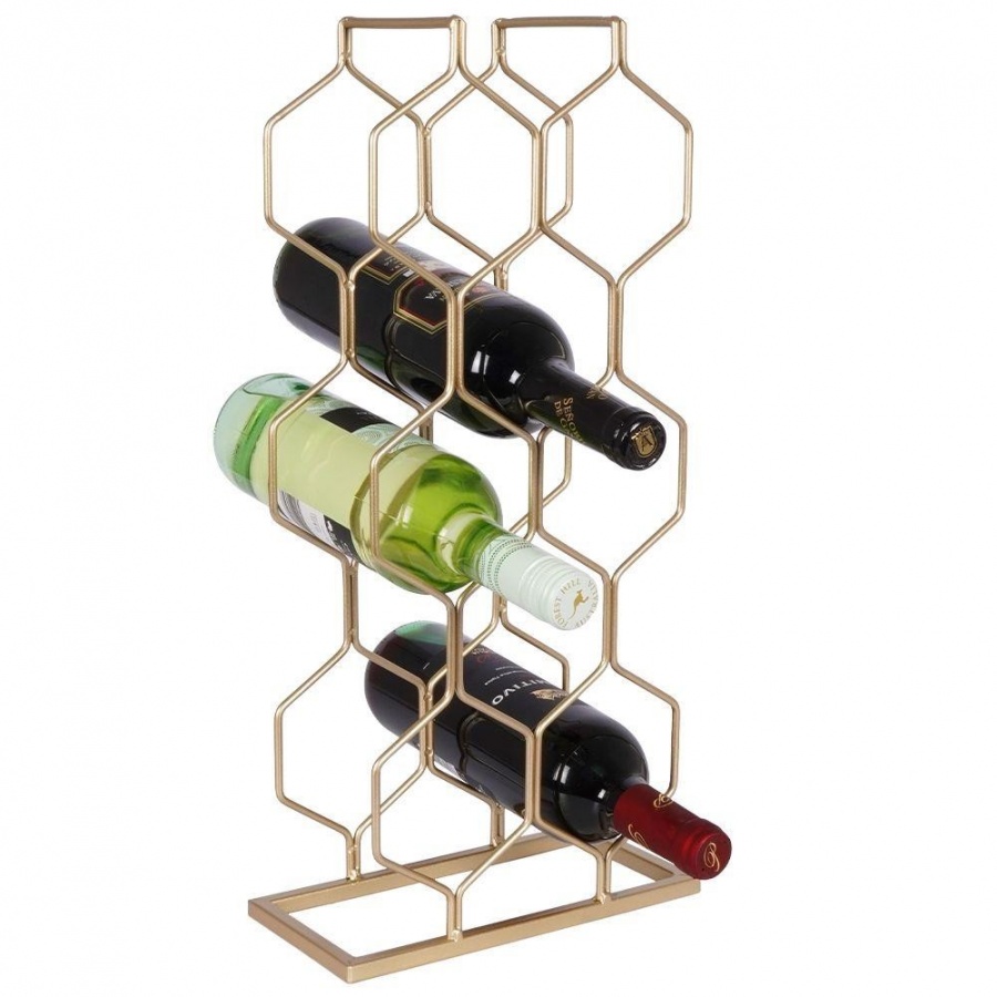 Zdjęcia - Wyposażenie baru Vilde Stojak metalowy złoty wino regał szafka półka na wina 8 butelek 23x1