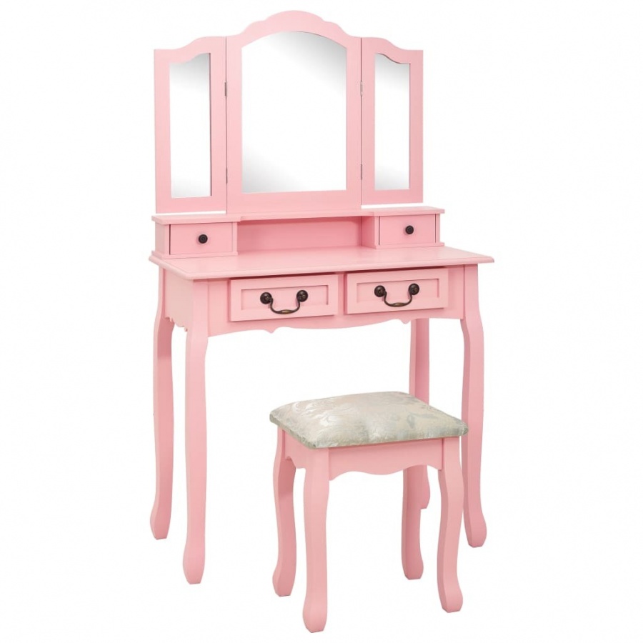 Фото - Трюмо VIDA Toaletka ze stołkiem, różowa, 80x69x141 cm, drewno paulowni 