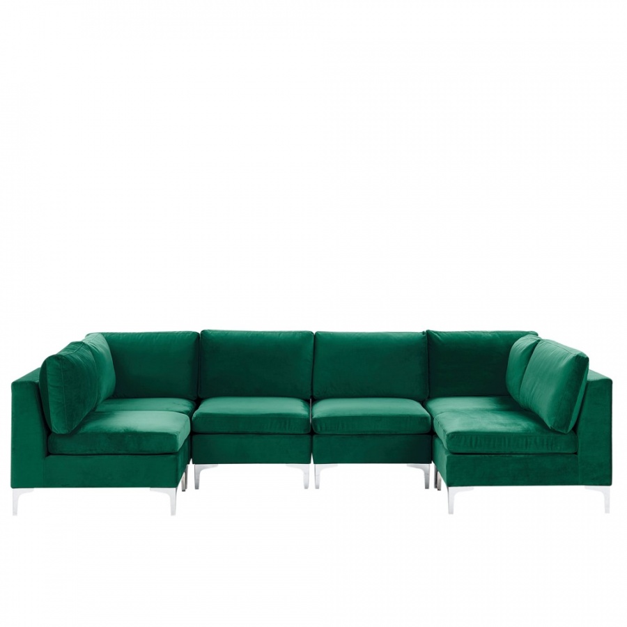 Фото - Диван BLmeble Sofa modułowa 6-osobowa welurowa zielona EVJA 