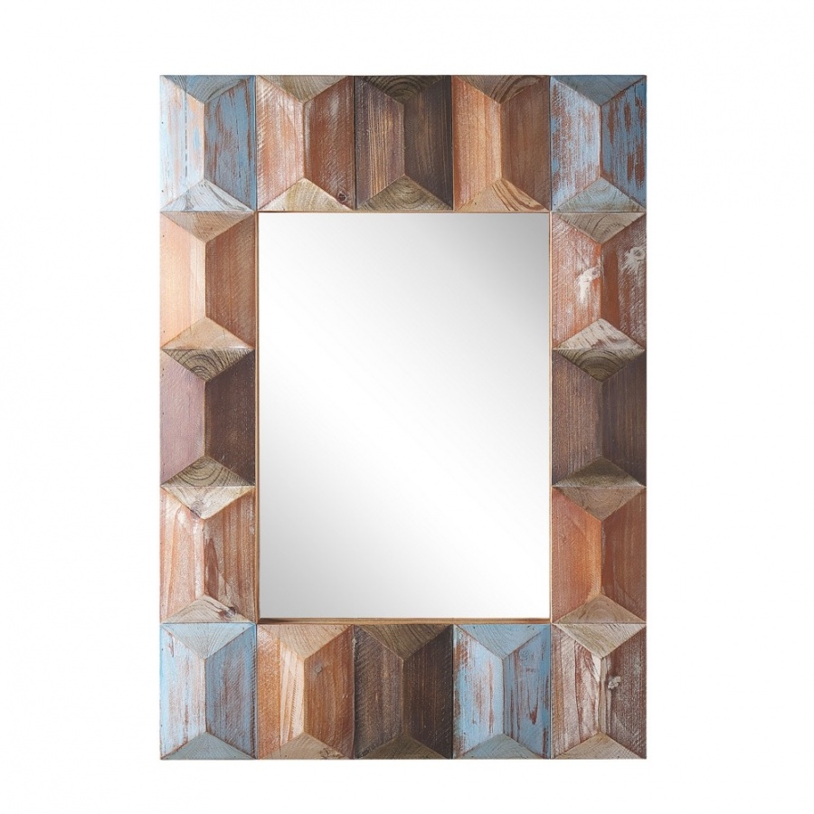Фото - Дзеркало настінне BLmeble Drewniane lustro ścienne 63 x 90 cm wielokolorowe HIZOTE 