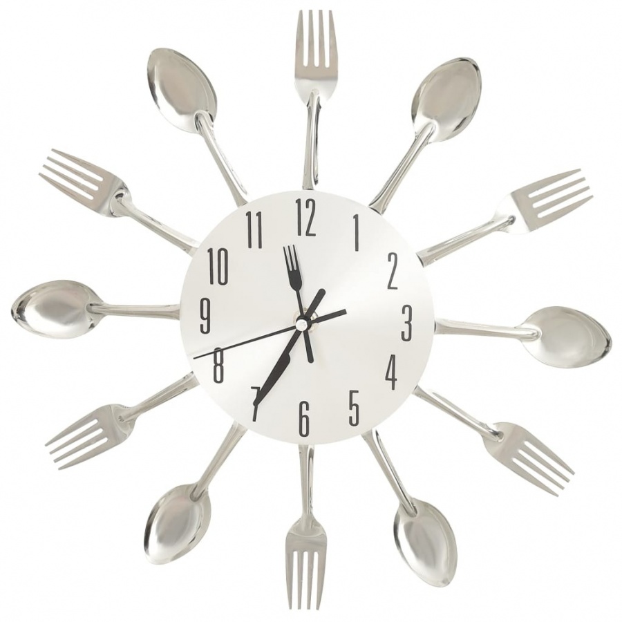 Zdjęcia - Zegar ścienny VIDA  z łyżek i widelców, srebrny, 31 cm, aluminium 