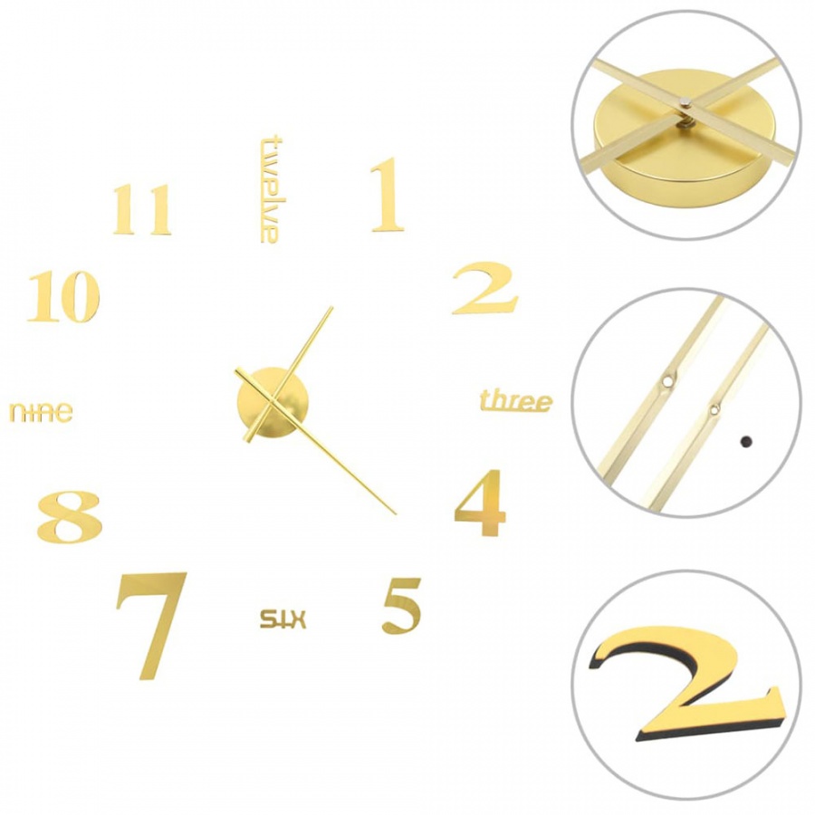 Zdjęcia - Zegar ścienny VIDA  3D, nowoczesny design, 100 cm, XXL, złoty 