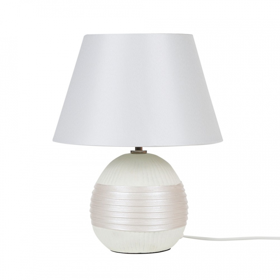 Zdjęcia - Lampa stołowa BLmeble Lampka nocna ceramiczna kremowa SADO 