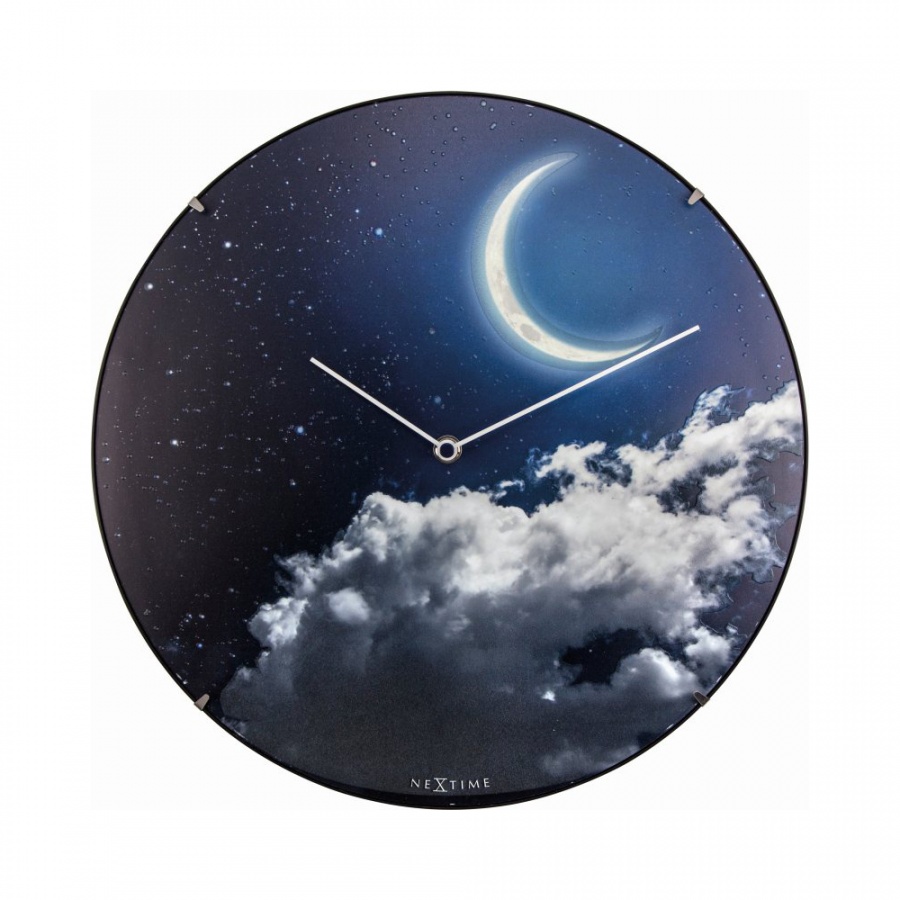 Фото - Настінний годинник NeXtime Zegar ścienny 35 cm  New Moon Dome niebieski 