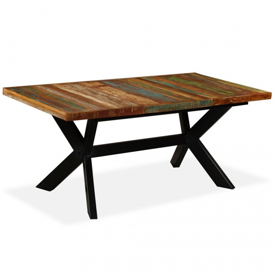 Zdjęcia - Stół kuchenny VIDA Stół jadalniany, drewno odzyskane, stalowe nogi krzyżowe, 180cm 
