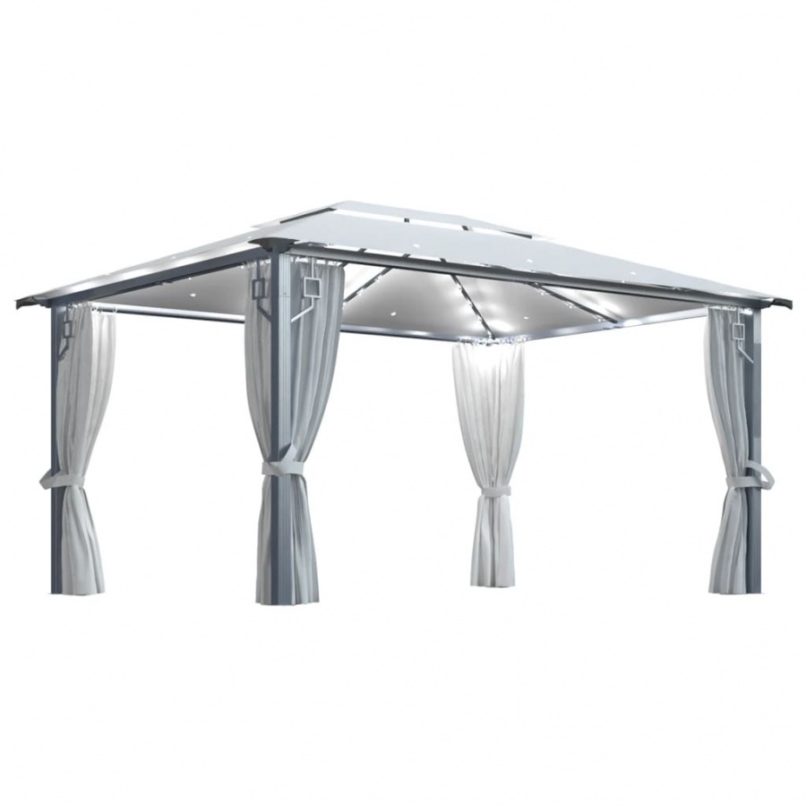 Фото - Садові меблі VIDA Altana z zasłonami i lampkami led, 4x3 m, kremowa, aluminium 