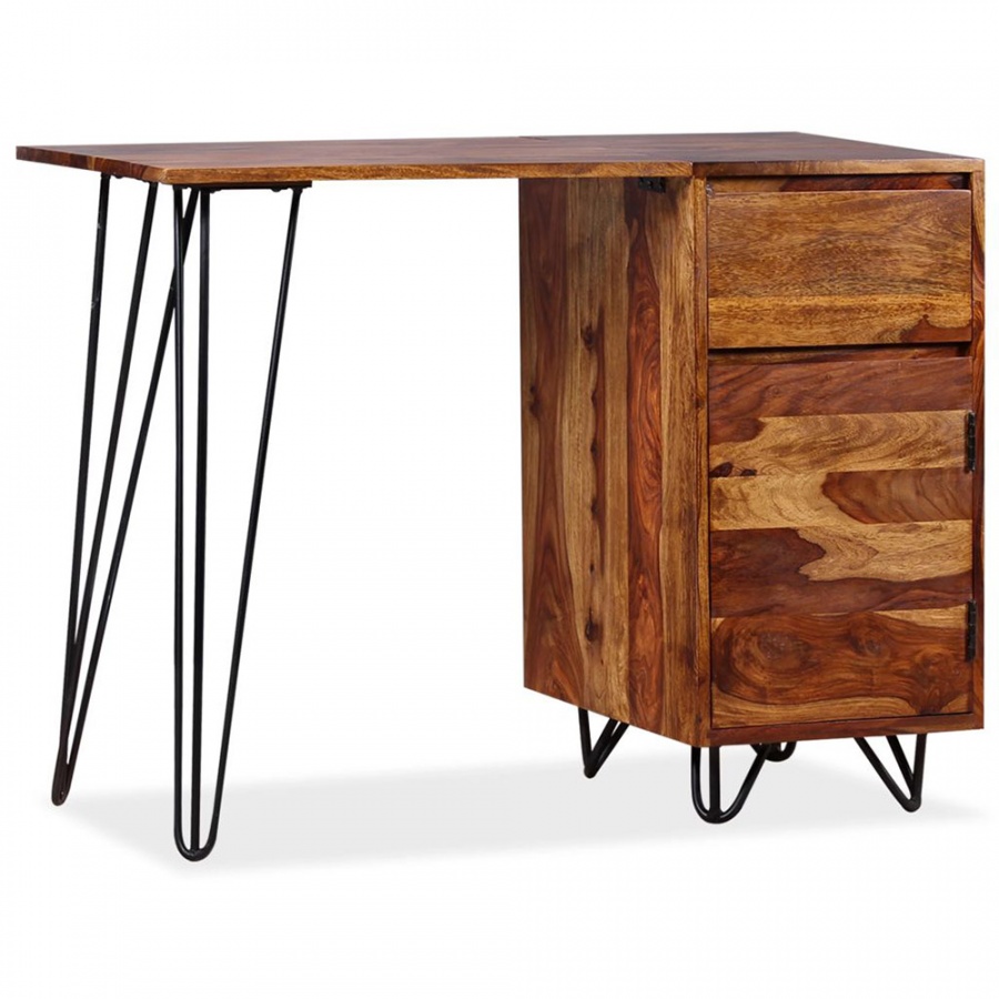 Фото - Офісний стіл VIDA Biurko z 1 szufladą i 1 szafką, lite drewno sheesham 
