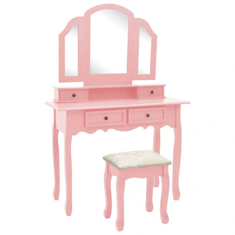 Фото - Трюмо VIDA Toaletka ze stołkiem, różowa, 100x40x146 cm, drewno paulowni 