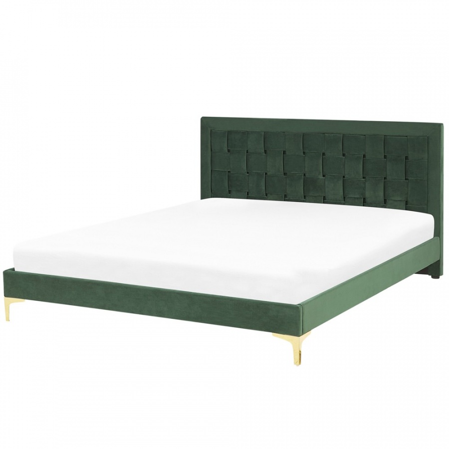 Łóżko welurowe 180 x 200 cm zielone LIMOUX