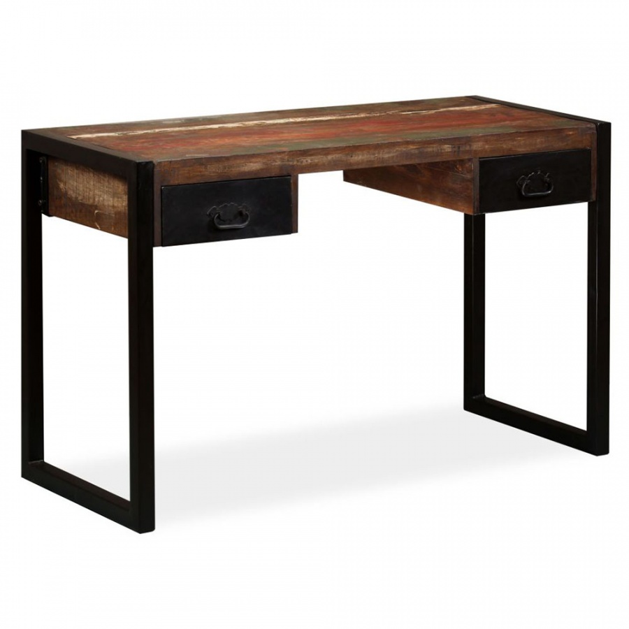 Фото - Офісний стіл VIDA Biurko z 2 szufladami, drewno odzyskane, 120 x 50 x 76 cm 