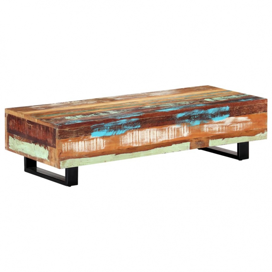 Stolik kawowy 120x50x30 cm lite drewno z odzysku i stal 1 Stolik kawowy 120x50x30 cm lite drewno z odzysku i stal