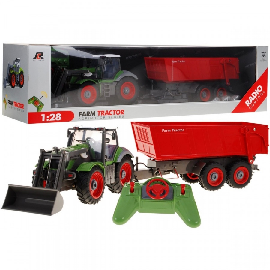 Фото - Інші іграшки Ramiz Traktor Zielony Przyczepa Czerwona 2.4GHz 