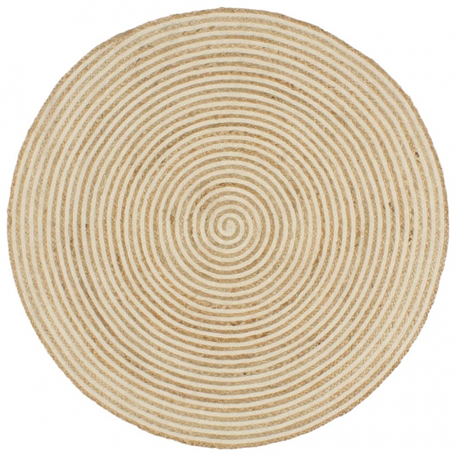 Zdjęcia - Dywan VIDA Dywanik ręcznie wykonany z juty, spiralny wzór, biały, 150 cm 